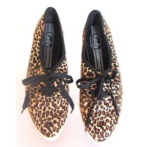 DESIGNER KEDS ANIMAL PRINT FUR POINTED TOE SNEAKERS 8.5 M